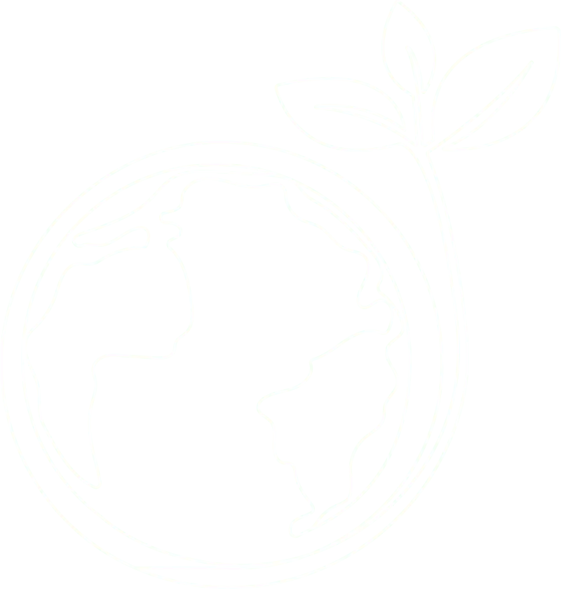 地球から芽生える植物の線画イラスト